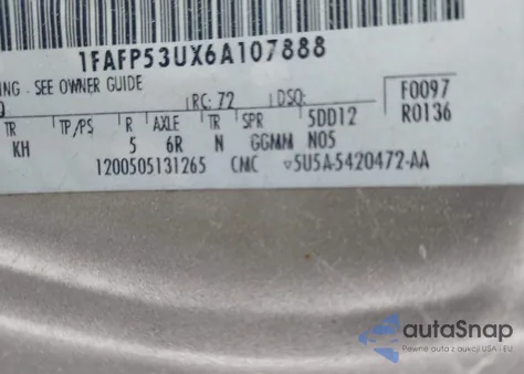 2006 Ford Taurus Se from USA, damaged, VIN 1FAFP53UX6A107888